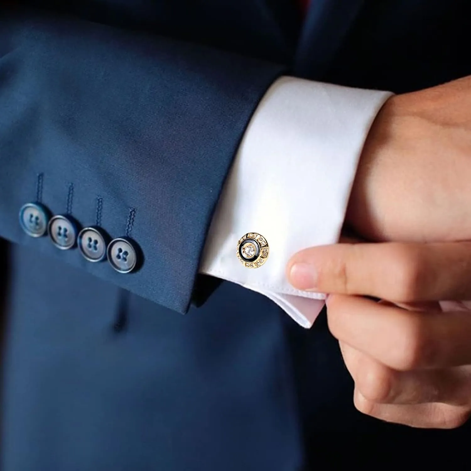 Barry.Wang Mens Cufflinks Tie Clip French Stylish Cuff Links Wedding Shirts Cuff Buttons Elegant Gift Necktie Pin