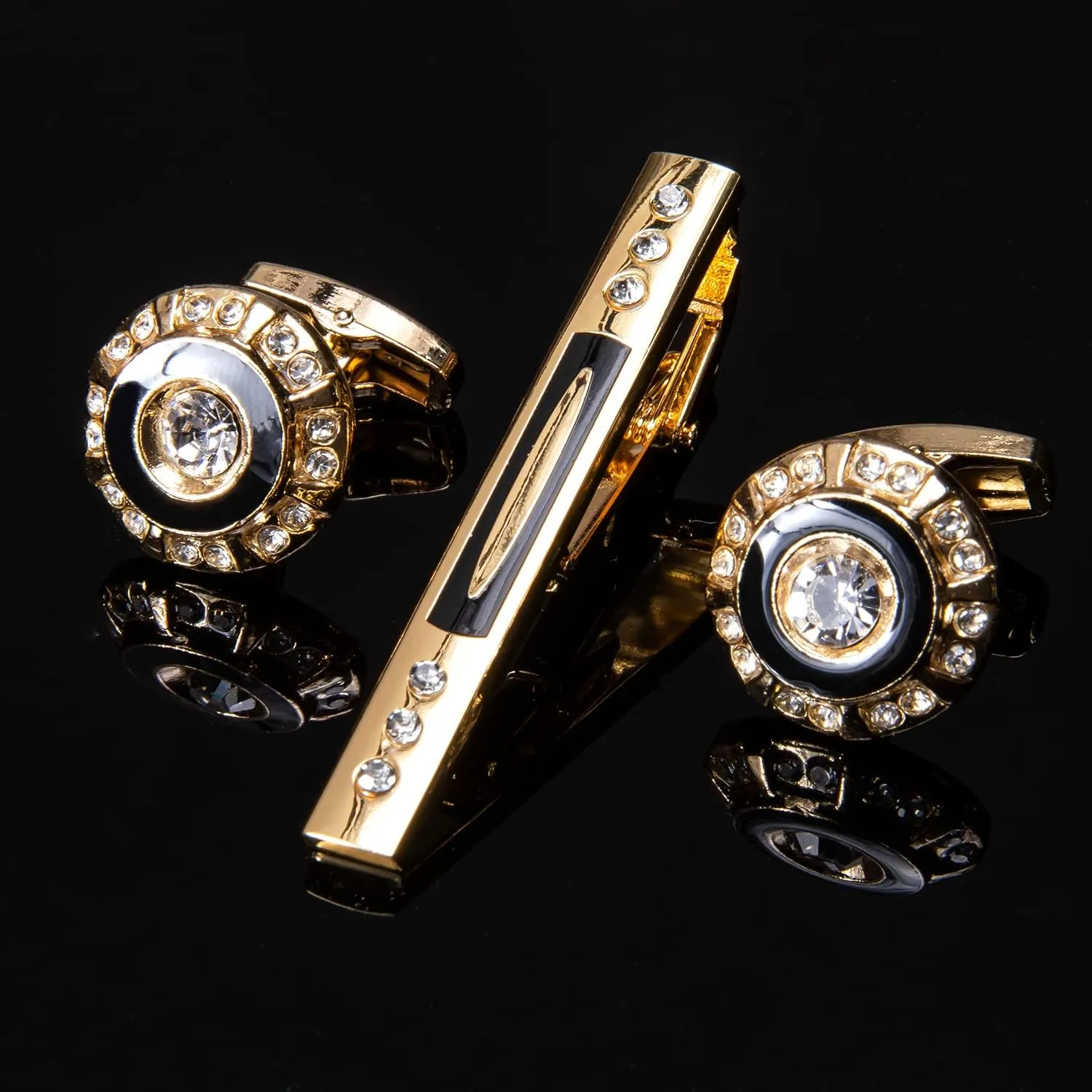 Barry.Wang Mens Cufflinks Tie Clip French Stylish Cuff Links Wedding Shirts Cuff Buttons Elegant Gift Necktie Pin