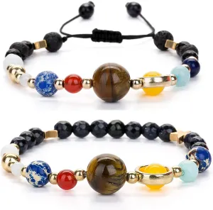 Bead Bracelets Women Men Solar System & Chakra Stone Diffuser Bracelets Set Aromatherapy Yoga Bracelet 8MM Beaded