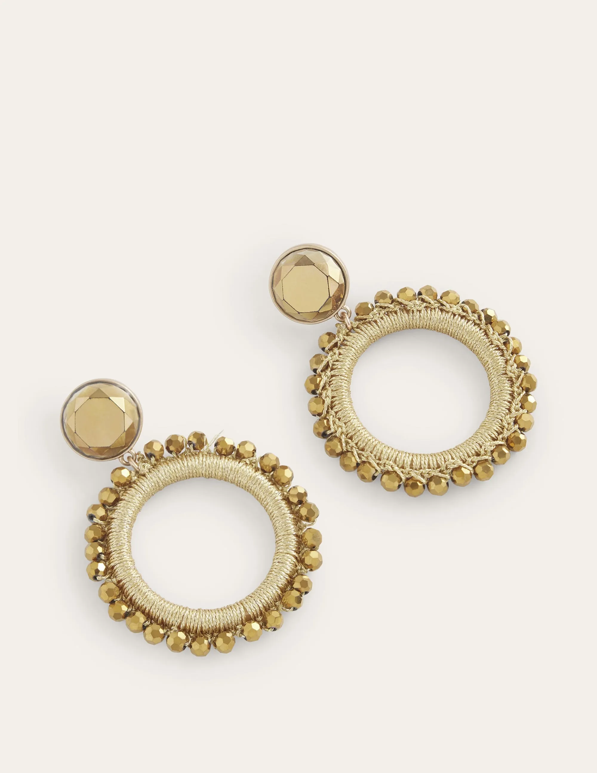 Beady Ring Earrings-Gold