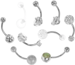 BESPORTBLE Stylish 9pcs Belly Button Ring Pack Heart Shape Navel Rings for Women Belly Piercing Jewelry