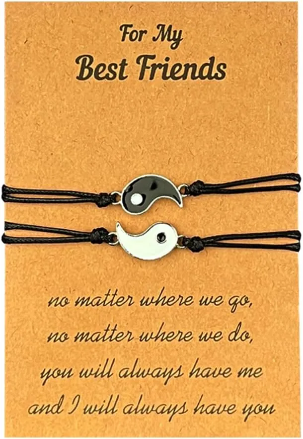 Best Friends Gifts for Women Men Friend Friendship Long Distance Gifts for Friend Bestie Birthday Christmas Gift for Friend Matching Bracelets for Best Friend Bracelets for 2 Matching Yin Yang