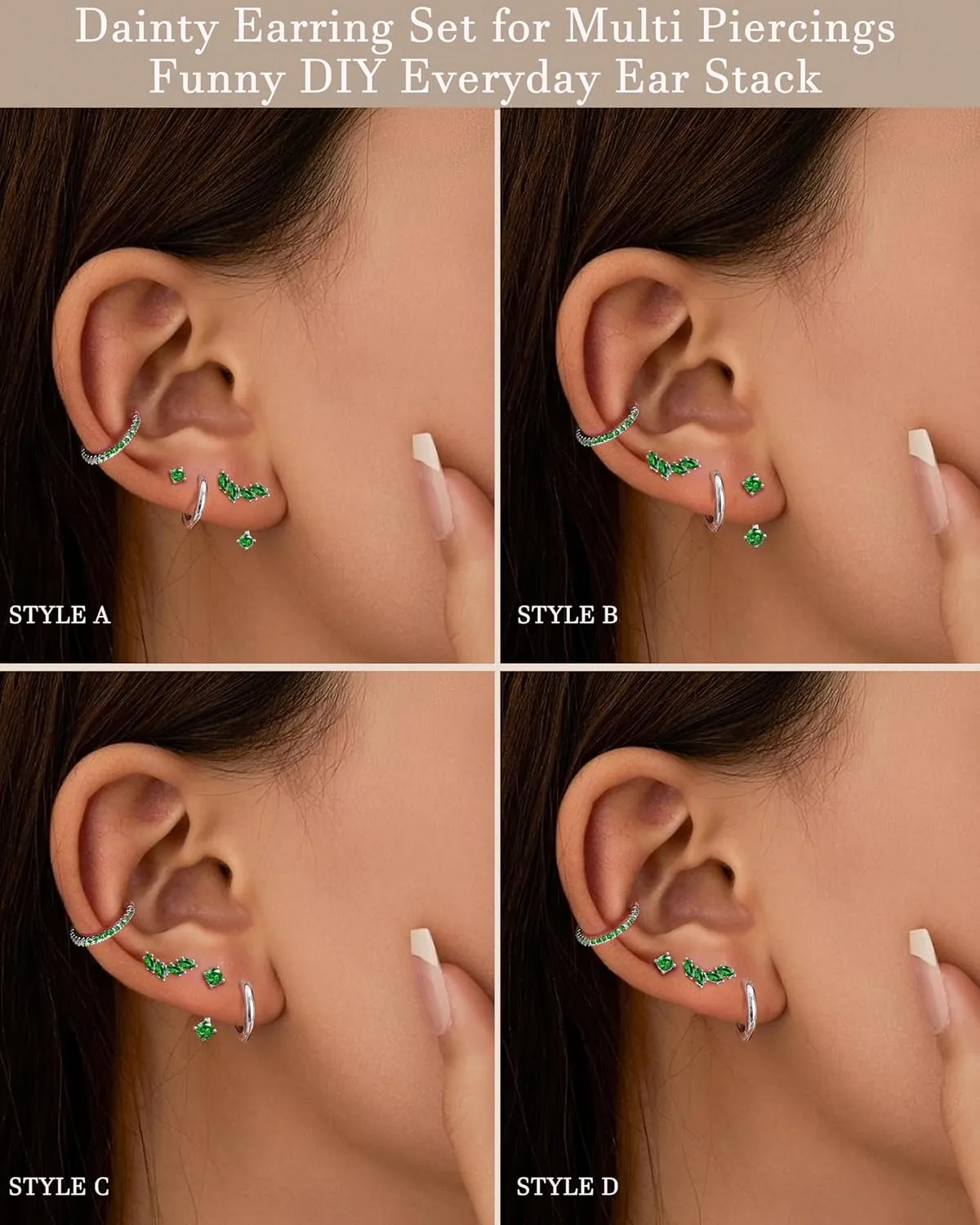 BESTEEL 925 Sterling Silver Birthstone Earrings Set for Women Small Hoop Earring Sets for Multiple Piercing Hypoallergenic Dainty Huggie Earrings Hoop Stud Earring Stacks for Birthday Jewelry
