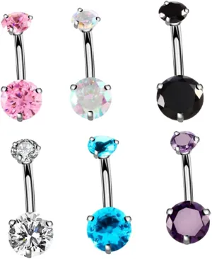 BESTYASH Navel Rings for Women 6pcs Zircon Navel Belly Button Ring Body Piercing Jewelry for Special Occasions