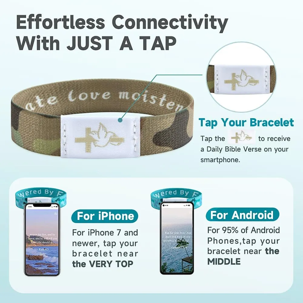 Bible Verse Bracelets for Men with NFC Scan - Daily Bible Bracelet Touch Chip for Scripture Access, Bible Accessories Christian Gifts