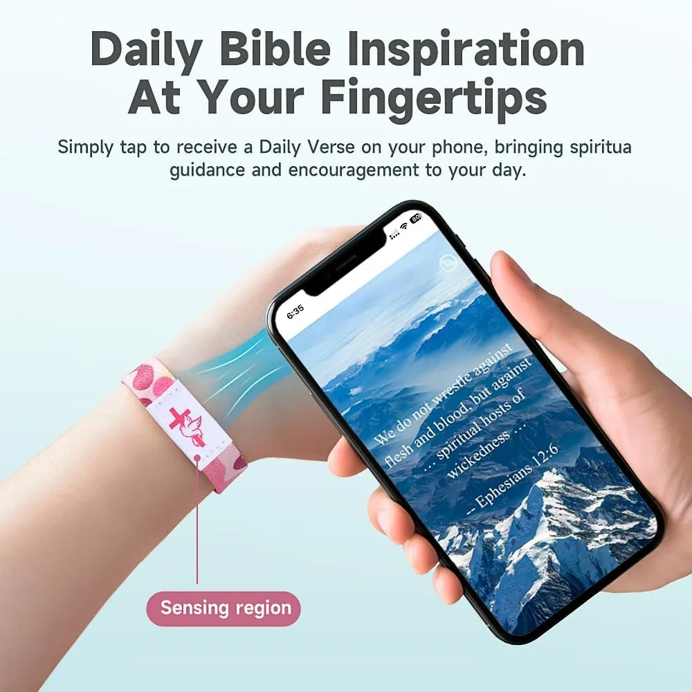Bible Verse Bracelets for Men with NFC Scan - Daily Bible Bracelet Touch Chip for Scripture Access, Bible Accessories Christian Gifts