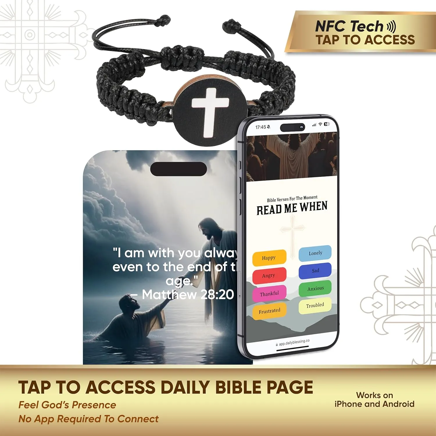 Bible Verse Bracelets Scan Phone, Daily Bible Verse Bracelet with NFC, Jesus Bracelets, Scripture Bracelets With Bible Verses, Christian Prayer Bracelet for Women, Men