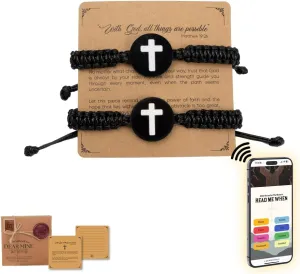 Bible Verse Bracelets Scan Phone, Daily Bible Verse Bracelet with NFC, Jesus Bracelets, Scripture Bracelets With Bible Verses, Christian Prayer Bracelet for Women, Men