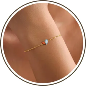 Birthstone Bracelets for Women, Dainty Gold Bracelet with Birthstone Birthday Gifts for Her Mothers Day Gifts Trendy Stuff 14k Plated Adjustable Link Bracelet Anniversary Christmas Jewelry