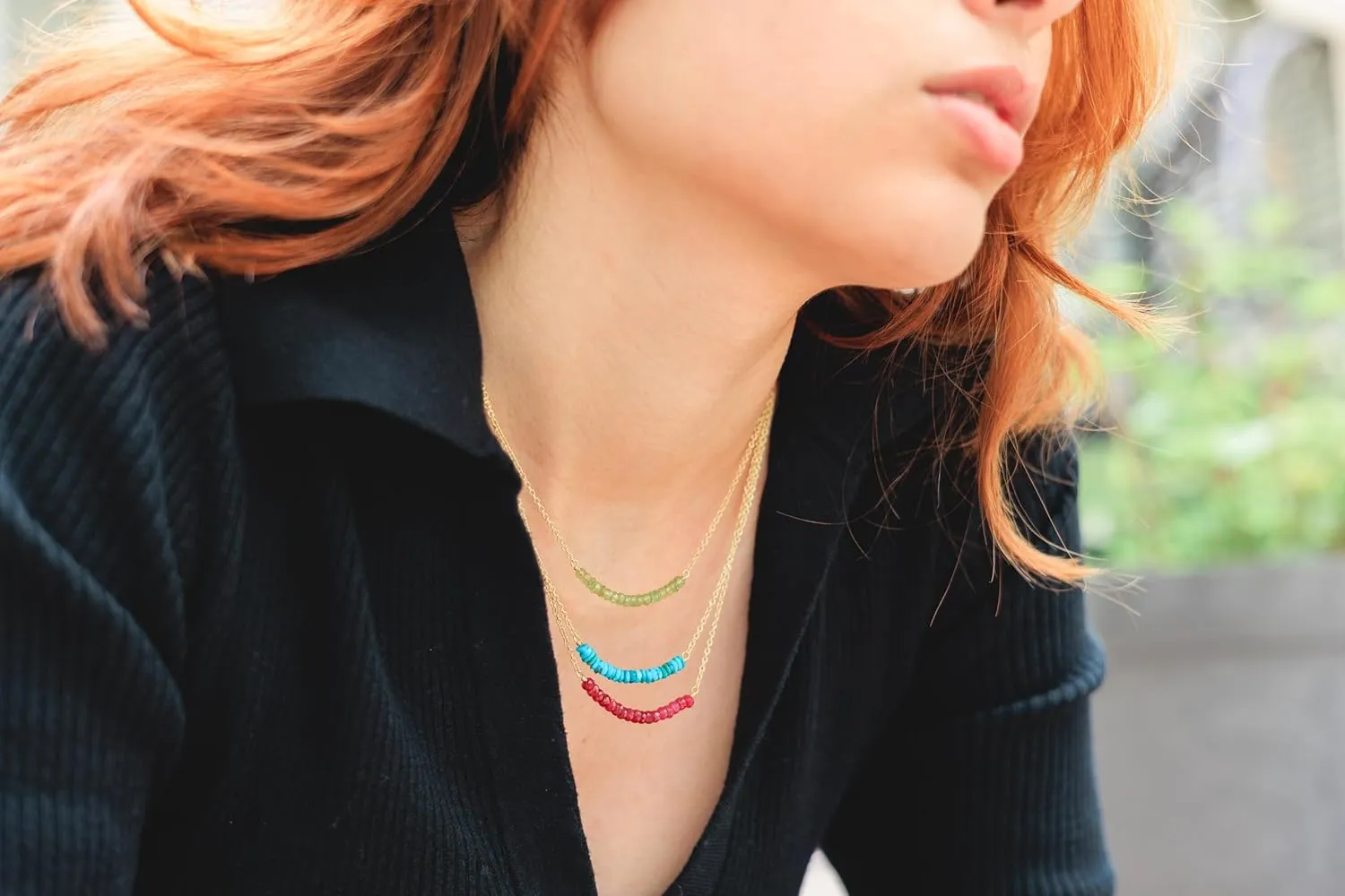Blue Sapphire Necklace for Women, Premium Gold Beaded Bar Necklaces - Tarnish Free 18K Gold Plated Certified S925 Classic Statement Necklace Gold Jewelry for Women - Mothers Day Gifts for Mom Wife