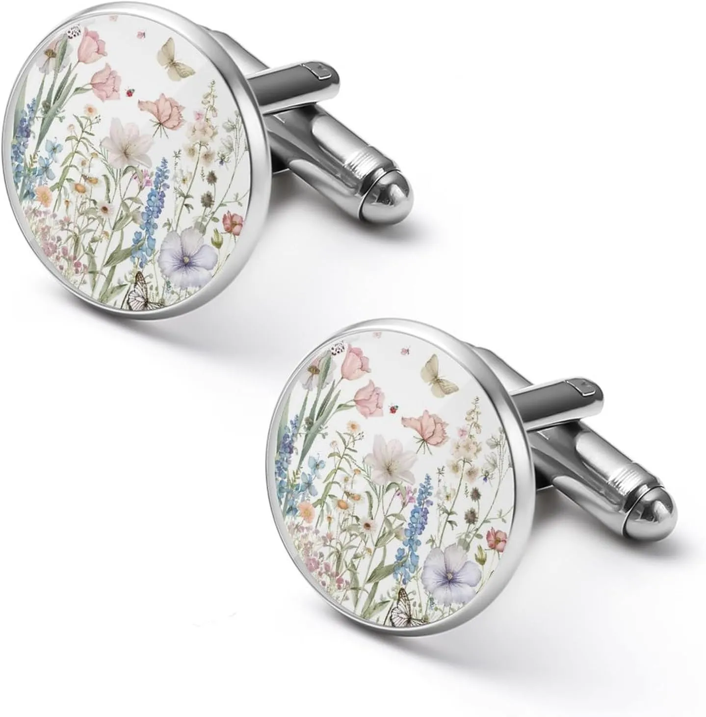 Bluebonnets Phalaenopsis Butterflies Insect 1 Pairs Cuff Links Classic Round Tuxedo Cufflinks Mens Gifts for Wedding Groomsmen Jewelry