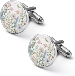 Bluebonnets Phalaenopsis Butterflies Insect 1 Pairs Cuff Links Classic Round Tuxedo Cufflinks Mens Gifts for Wedding Groomsmen Jewelry