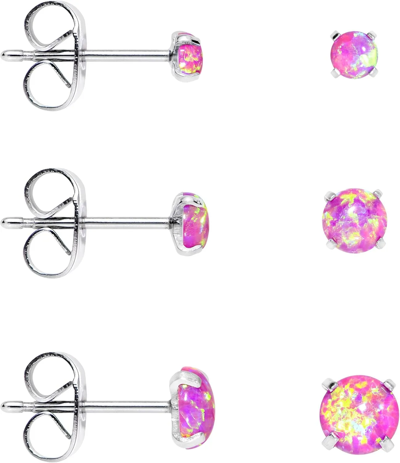Body Candy Stainless Steel Synthetic Opal Post Stud Earring Pack of 3