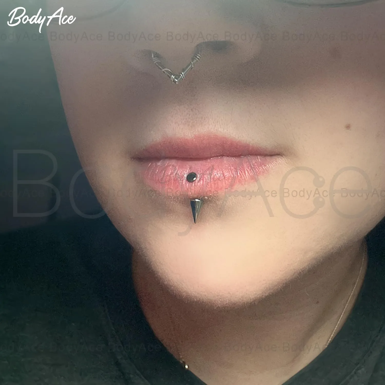 BodyAce 16G/18G Spike Belly Button Ring, Stainless Steel Tragus Stud Flat Back Earrings, Curved Navel Barbell Lip Rings Labret Piercing Eyebrow Jewelry