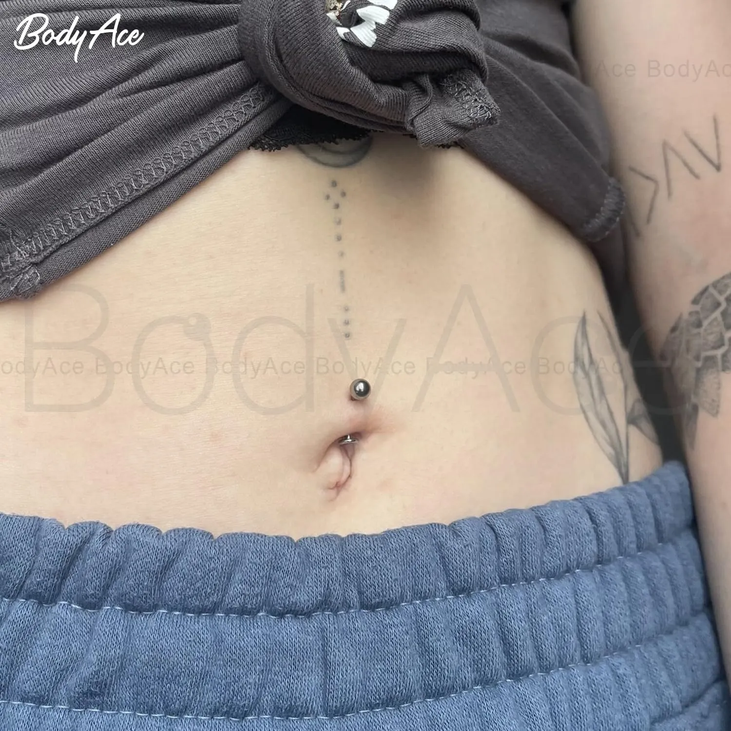 BodyAce 16G/18G Spike Belly Button Ring, Stainless Steel Tragus Stud Flat Back Earrings, Curved Navel Barbell Lip Rings Labret Piercing Eyebrow Jewelry