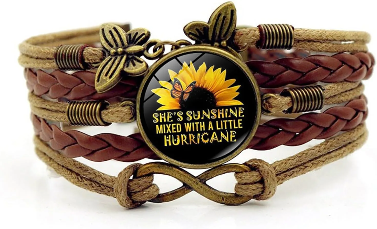 Boho Sunflower Leather Bracelet for Women Handmade You are My Sunshine Friendship Bracelets Western Cowgirl Adjustable Woven Jewelry Gifts