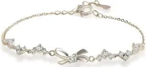 BowZircon Bracelets - Friendship is Like a Bow,Adjustable Friendship Bracelets,Dainty Friendship Jewelry for Women