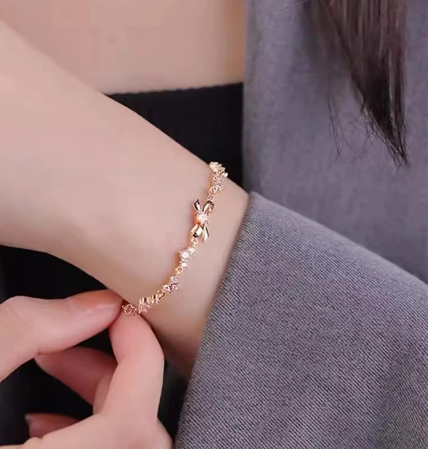 BowZircon Bracelets - Friendship is Like a Bow,Adjustable Friendship Bracelets,Dainty Friendship Jewelry for Women