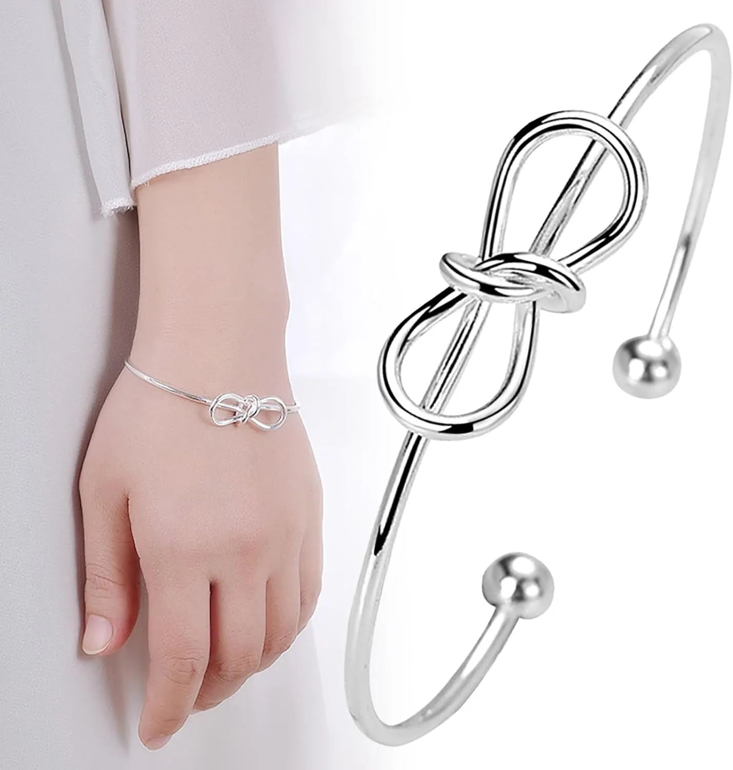 Bracelets for Women, Cuff Silver Bungles Graduation Birthday Friendship Bracelets Gifts for Her Mom Jewelry
