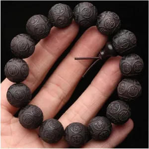 Bracelets Natural Black Beads Prayer Bracelet Beaded Men's Bracelet Beads Strand Bracelets (Color : 1.5CM)
