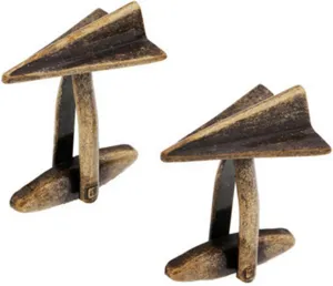 Bronze Paper Airplane Cufflinks, Chic Accessories for Aviation and Travel Enthusiasts