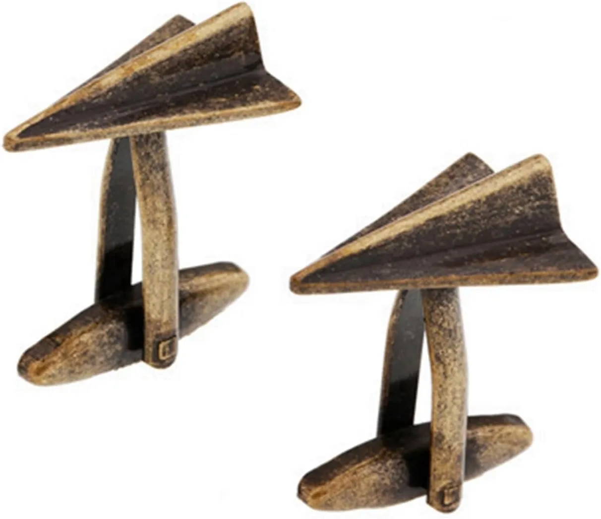 Bronze Paper Airplane Cufflinks, Chic Accessories for Aviation and Travel Enthusiasts