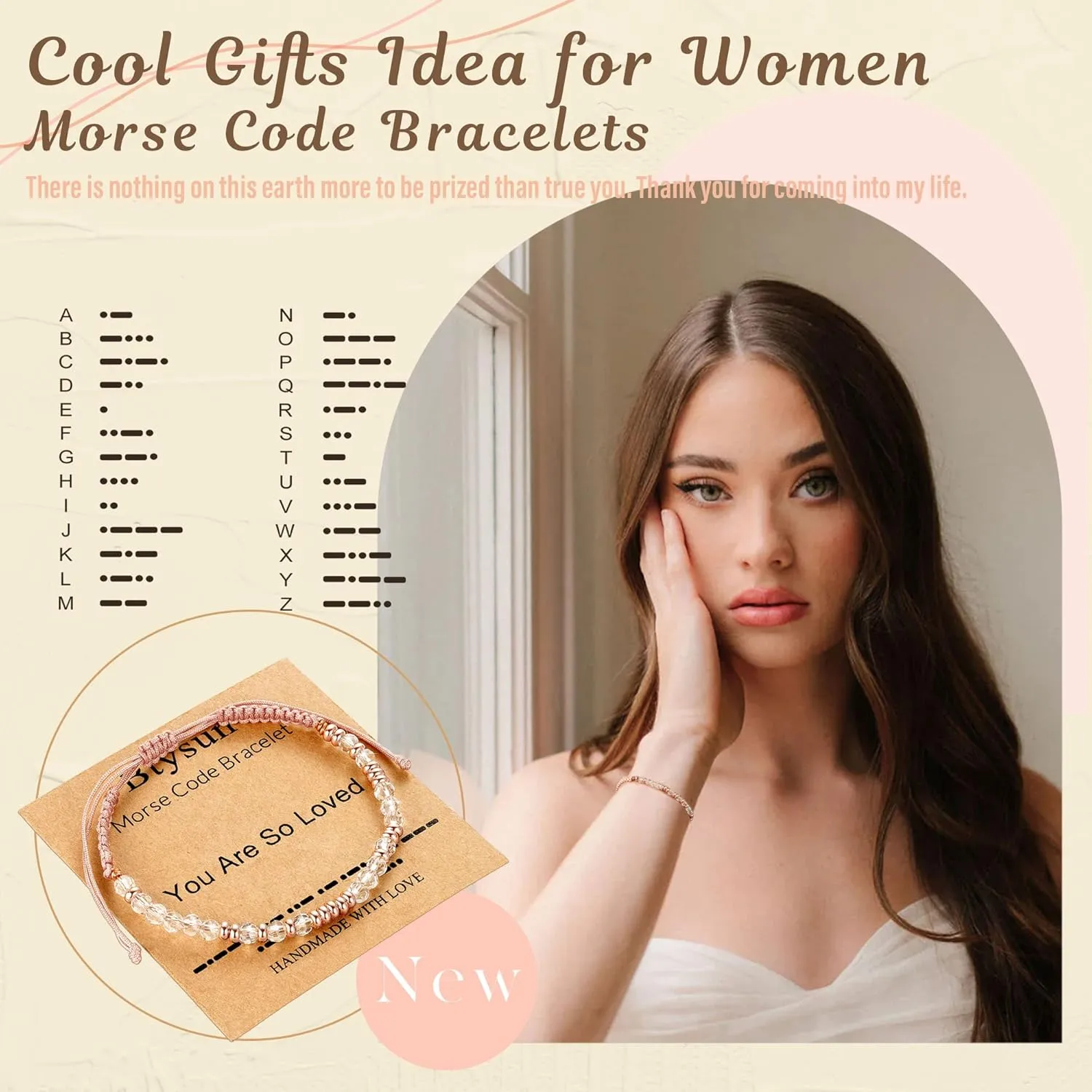 Btysun Morse Code Bracelets for Women Christmas Gift Stocking Stuffers for Teens Pink Braided Bracelets Inspirational Best Friend Birthday Gifts for Her High School Graduation Gifts for Her 2025 Mom Bracelet Jewelry
