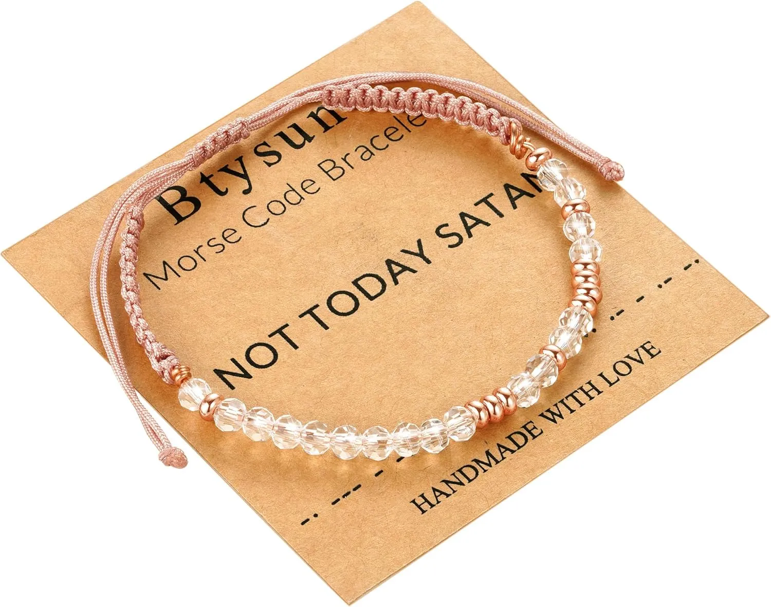 Btysun Morse Code Bracelets for Women Christmas Gift Stocking Stuffers for Teens Pink Braided Bracelets Inspirational Best Friend Birthday Gifts for Her High School Graduation Gifts for Her 2025 Mom Bracelet Jewelry