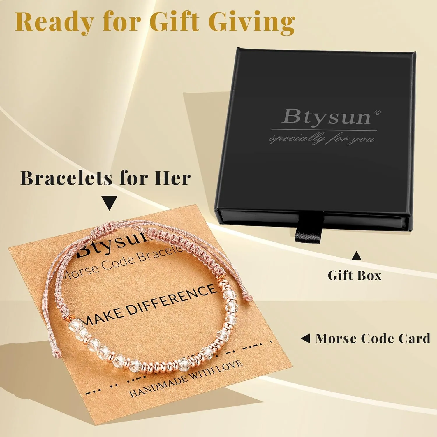 Btysun Morse Code Bracelets for Women Christmas Gift Stocking Stuffers for Teens Pink Braided Bracelets Inspirational Best Friend Birthday Gifts for Her High School Graduation Gifts for Her 2025 Mom Bracelet Jewelry