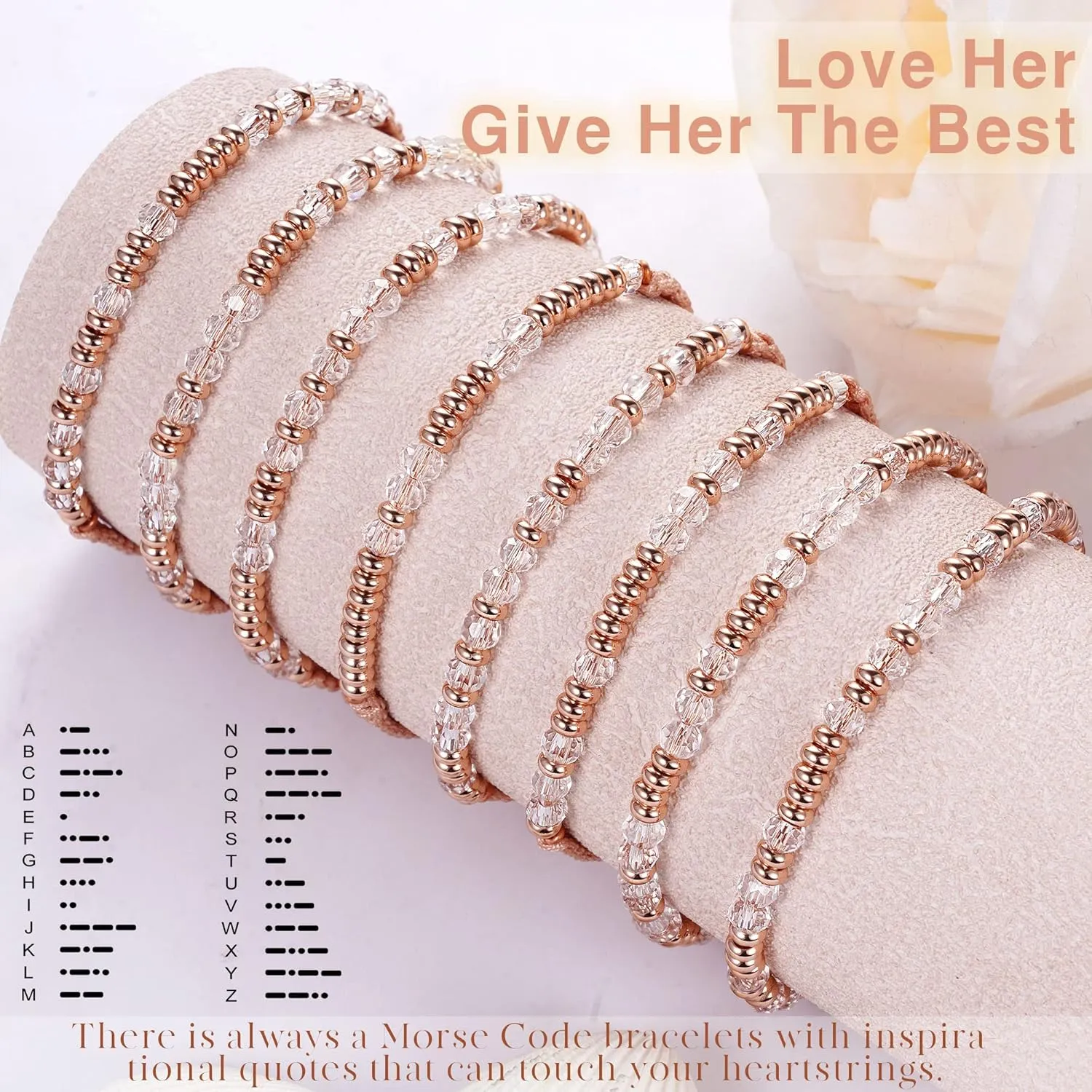 Btysun Morse Code Bracelets for Women Christmas Gift Stocking Stuffers for Teens Pink Braided Bracelets Inspirational Best Friend Birthday Gifts for Her High School Graduation Gifts for Her 2025 Mom Bracelet Jewelry