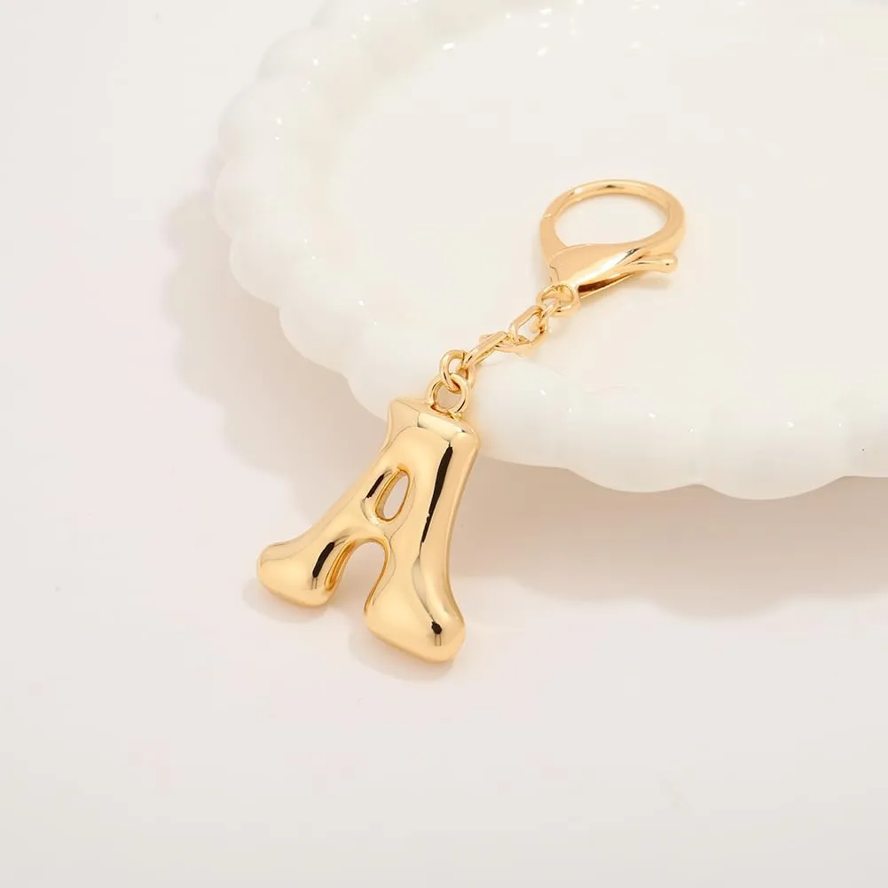 Bubble Letter Keychains For Women Gold Keyrings With Initial Letter Charms Car Key Chain Accessories