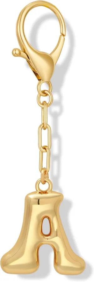 Bubble Letter Keychains For Women Gold Keyrings With Initial Letter Charms Car Key Chain Accessories
