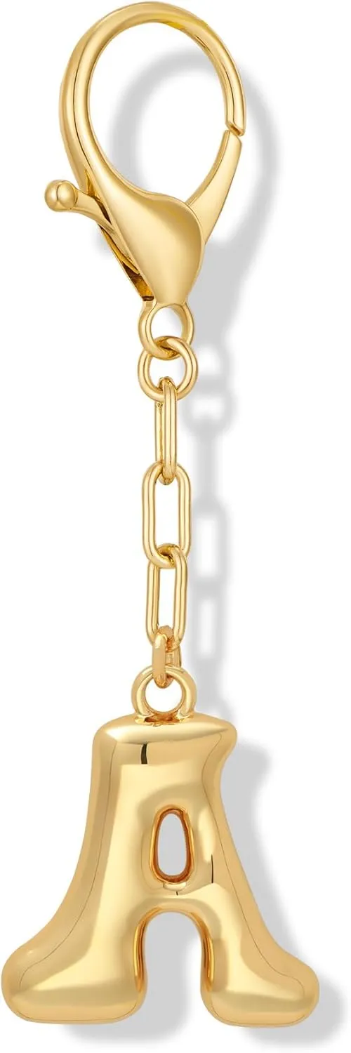 Bubble Letter Keychains For Women Gold Keyrings With Initial Letter Charms Car Key Chain Accessories