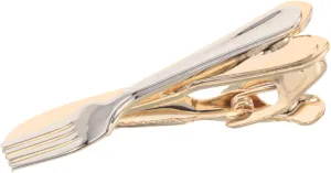 Business Minimalist Tie Clip for Men Unique Metal Fork and Knife Shaped Tie Bar Clip Present for Father Day Birthdays and Weddings Stylish Accessory for Suits