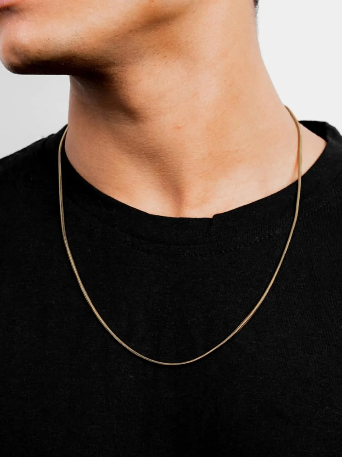 ChainsHouse 2MM Snake Chain Necklace for Men, 14K Gold/Black/Stainless Steel Simple Chains for Pendants or Solo Wear, Hypoallergenic Mens Jewelry Gift, 16"-30" Length