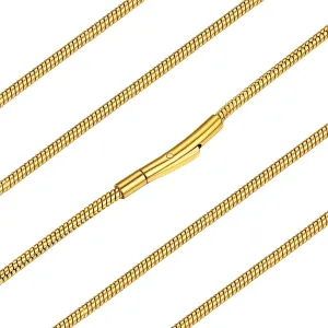 ChainsHouse 2MM Snake Chain Necklace for Men, 14K Gold/Black/Stainless Steel Simple Chains for Pendants or Solo Wear, Hypoallergenic Mens Jewelry Gift, 16"-30" Length
