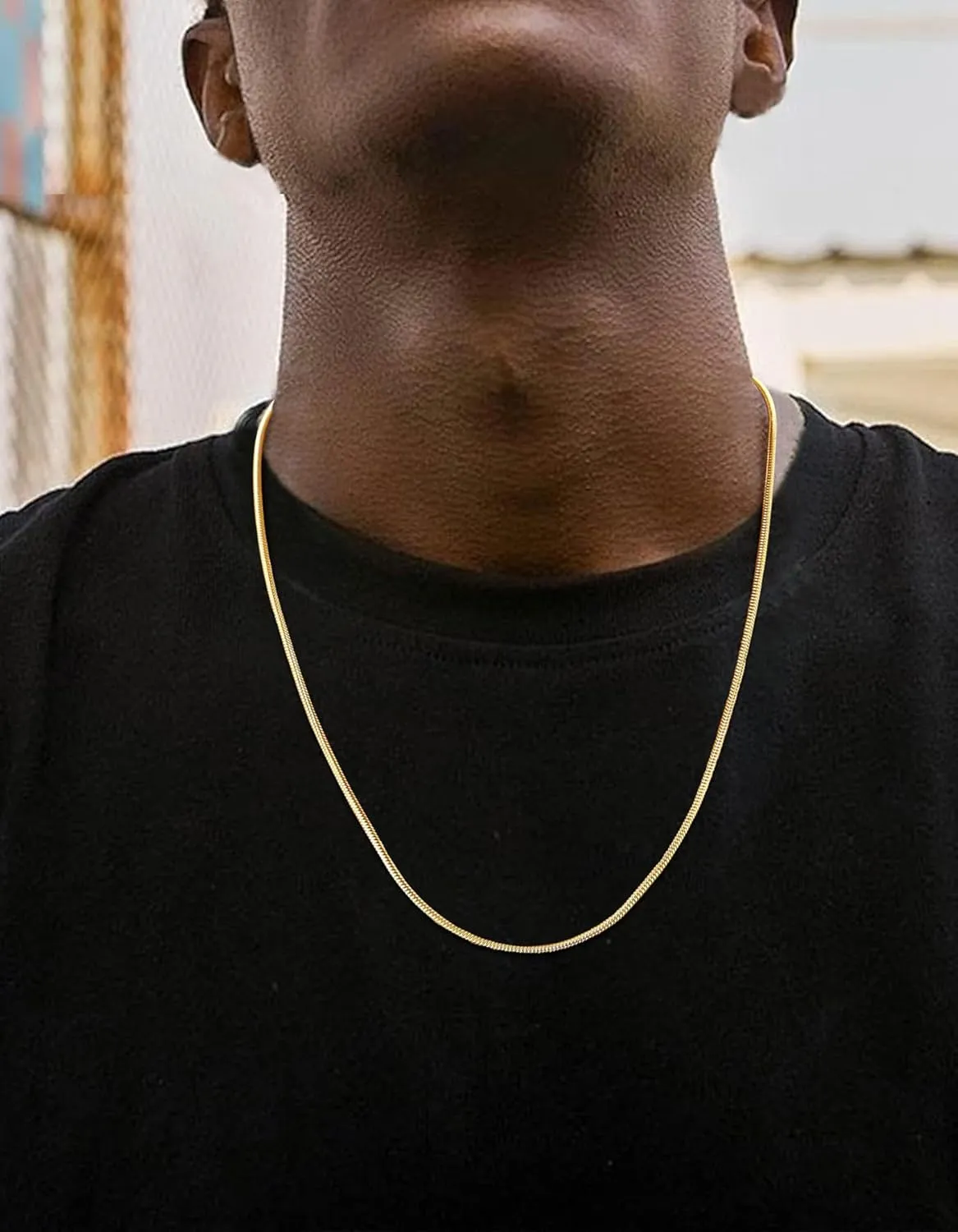 ChainsHouse 2MM Snake Chain Necklace for Men, 14K Gold/Black/Stainless Steel Simple Chains for Pendants or Solo Wear, Hypoallergenic Mens Jewelry Gift, 16"-30" Length