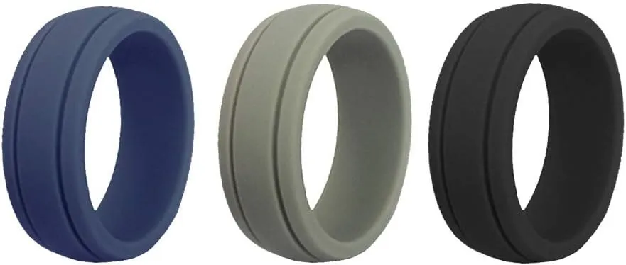 Christian Rings with Cross Silicone Rings 8mm Double Slot Outdoor Sports Silicone Ring Wedding Band Bible Verse Quote Faith Inspirational Rings Prayer Silicone Rings,Jesus Crucifix Ring