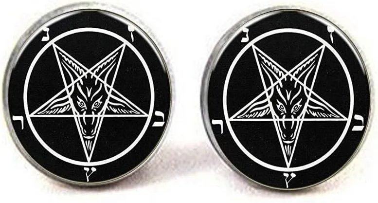 Church of Satan Sigil of Baphomet Cufflinks Glass Cufflinks