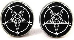 Church of Satan Sigil of Baphomet Cufflinks Glass Cufflinks