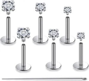 Cisyozi 20G 18G 16G F316 Titanium Flat Back Nose Rings Studs Hypoallergenic Medical Grade Nose Studs for Women Men Shiny Cubic Zirconia Nose Rings Piercings Jewelry for Sensitive Skin