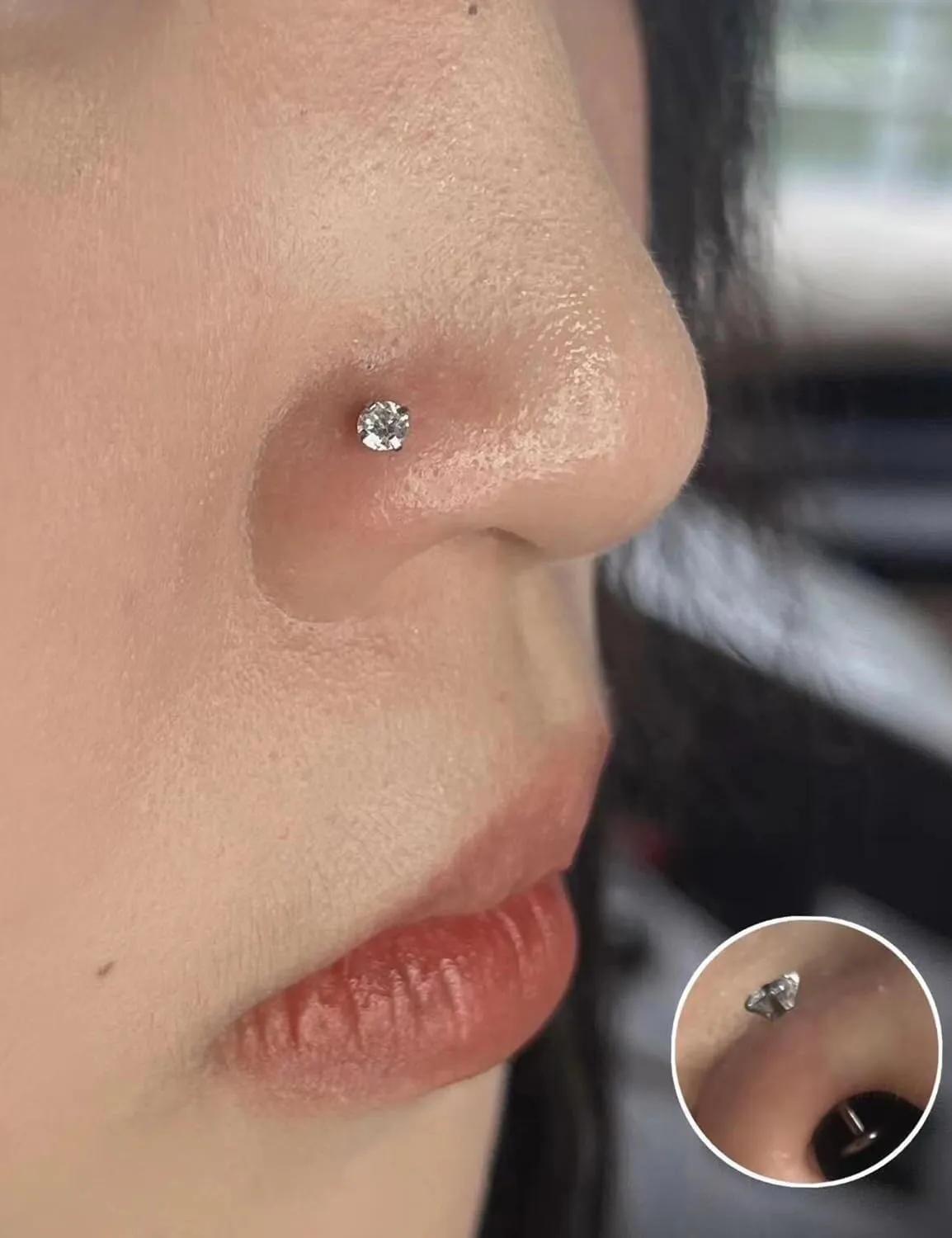 Cisyozi 20G 18G 16G Threadless Push in Nose Rings Studs With Fat Back 316L Surgical Steel Lip Labret Medusa Rings Studs Cartilage Tragus Helix Ear Earring Body Jewelry Piercing for Women Men 7mm Bars