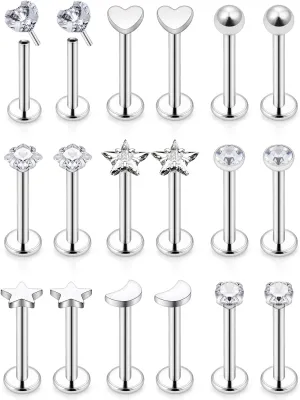 Cisyozi 20G 18G 16G Threadless Push in Nose Rings Studs With Fat Back 316L Surgical Steel Lip Labret Medusa Rings Studs Cartilage Tragus Helix Ear Earring Body Jewelry Piercing for Women Men 7mm Bars