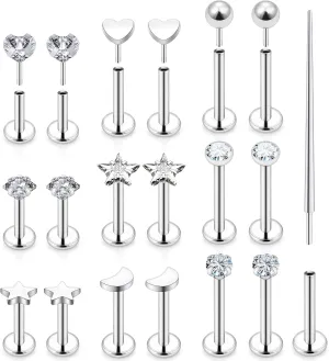 Cisyozi 20G 18G 16G Threadless Push in Nose Rings Studs With Fat Back 316L Surgical Steel Lip Labret Medusa Rings Studs Cartilage Tragus Helix Ear Earring Body Jewelry Piercing for Women Men 7mm Bars