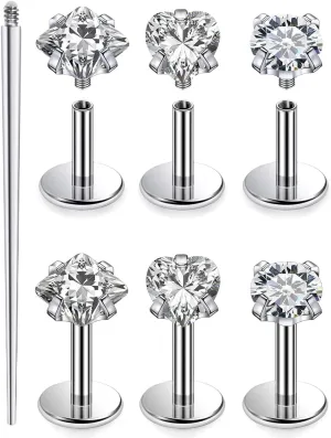 Cisyozi 20G 18G F316 Titanium Flat Back Nose Rings Studs Hypoallergenic Medical Grade Nose Studs for Women Men Shiny Cubic Zirconia Nose Rings Piercings Jewelry for Sensitive Skin