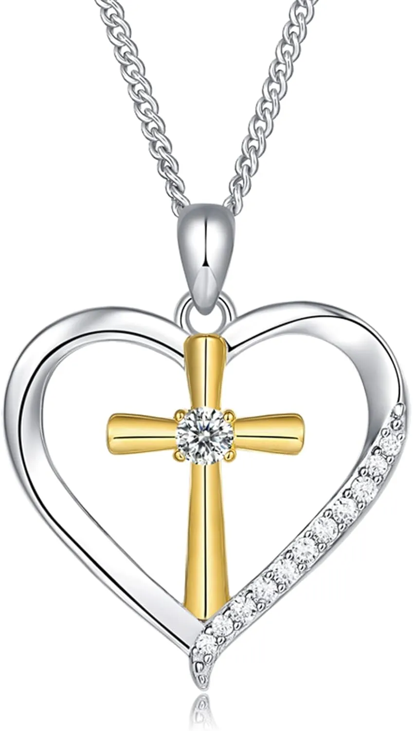 Classic Simple 925 Sterling Silver Cz Cross Crucifix Pendant Necklace for Women and Men - Holy Religious Faith Christian Jewelry - Sparkling Modern Statement Trendy Everyday Fashion Gifts