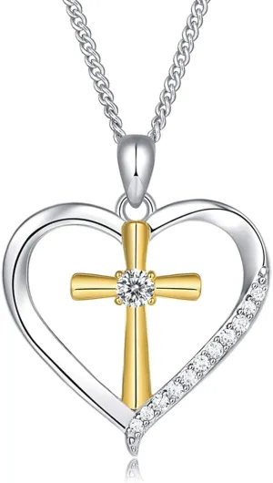 Classic Simple 925 Sterling Silver Cz Cross Crucifix Pendant Necklace for Women and Men - Holy Religious Faith Christian Jewelry - Sparkling Modern Statement Trendy Everyday Fashion Gifts
