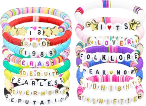 Clay Bead Friendship Bracelets for Women - Stack Stretch Elastic Beaded Friendship Bracelet Bulk Set 14Pcs
