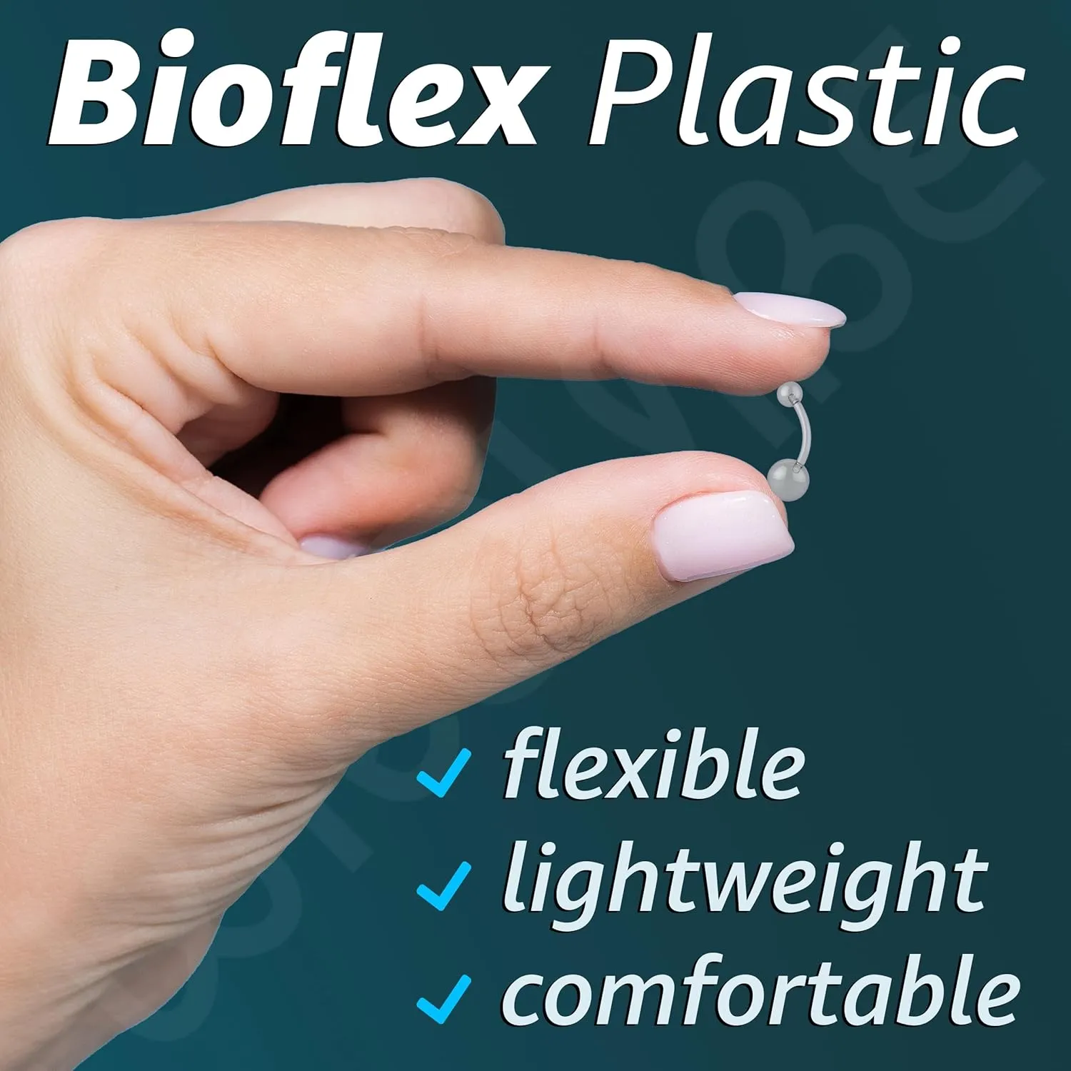 Clear Plastic Belly Button Rings for Sports - Invisible 14g Piercing Retainers - Hypoallergenic Navel Jewelry Bioflex 8pc Pack for Women