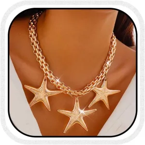CLOACE Star Necklace Pendant Chunky Necklaces Cuban Chain Jewelry for Women